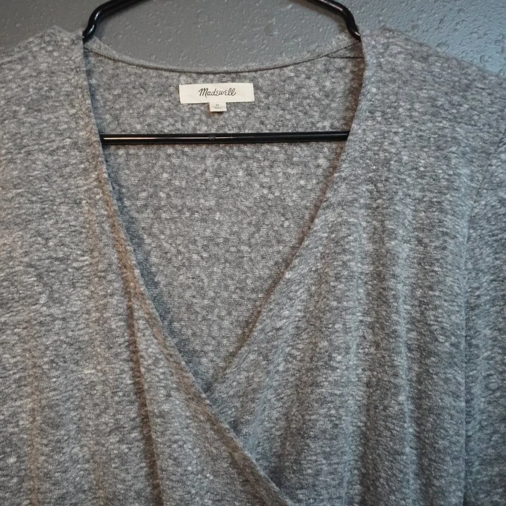 Madewell Women Heather Grey Wrap Thong V Neck Long Sleeve Bodysuit Size Medium - Picture 4 of 9